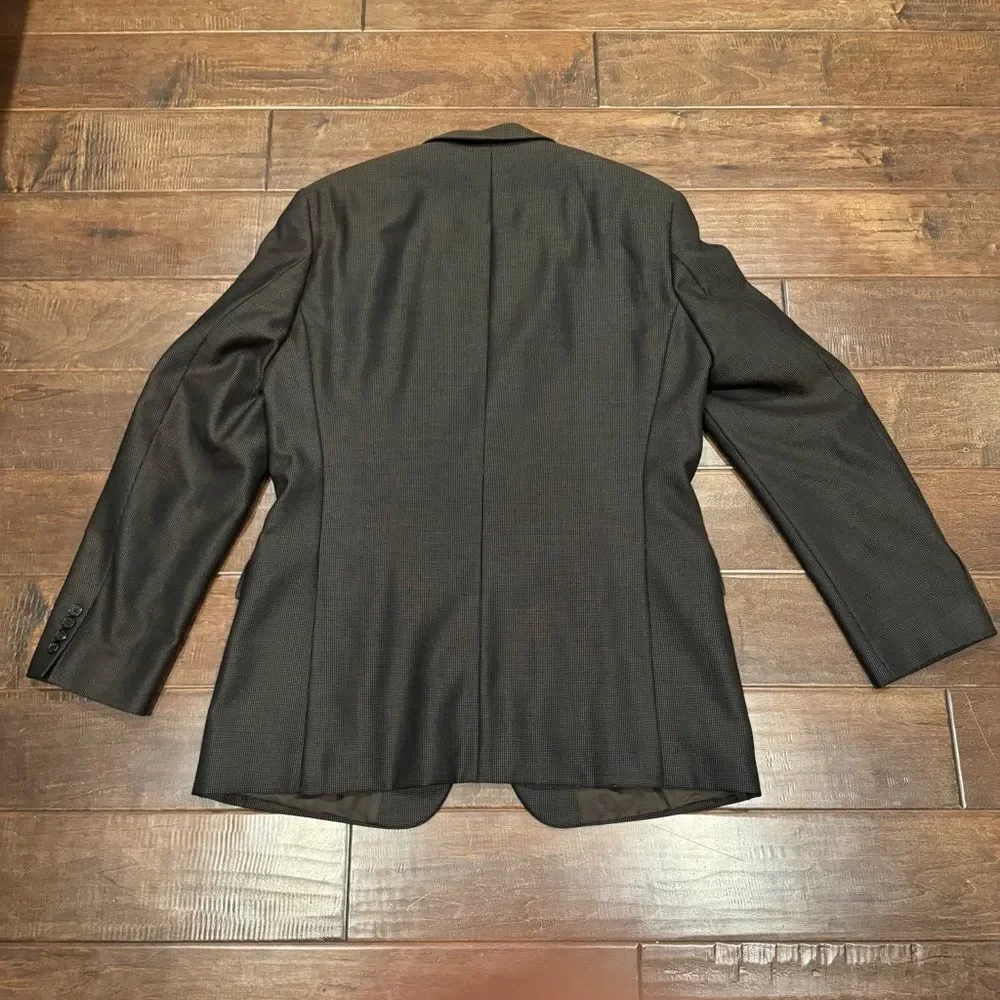 Hugo Boss Mens Blazer Sport Coat Two Button Casual Jacket 40L Wool Silk Blend